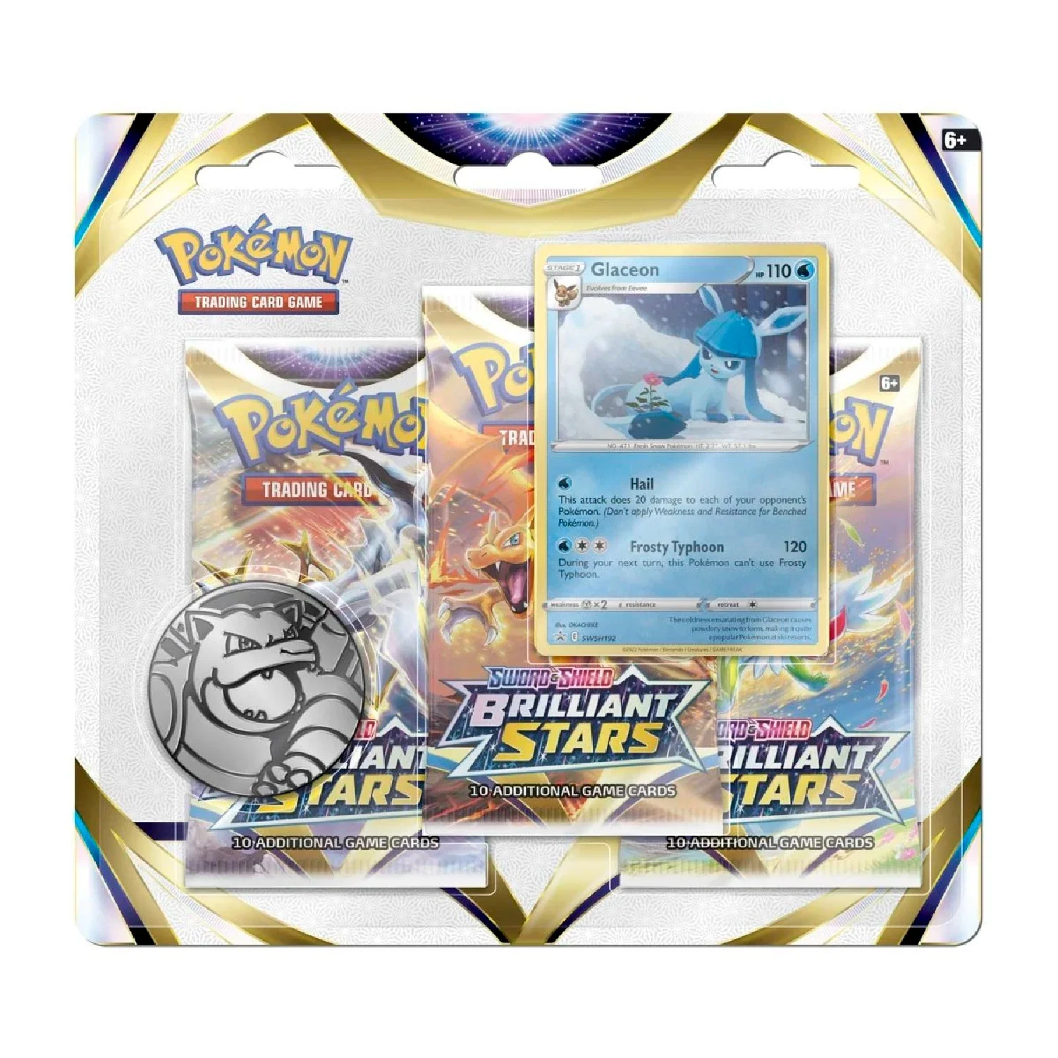 Pokemon TCG: Brilliant Stars 3 Booster Packs - Glaceon Promo