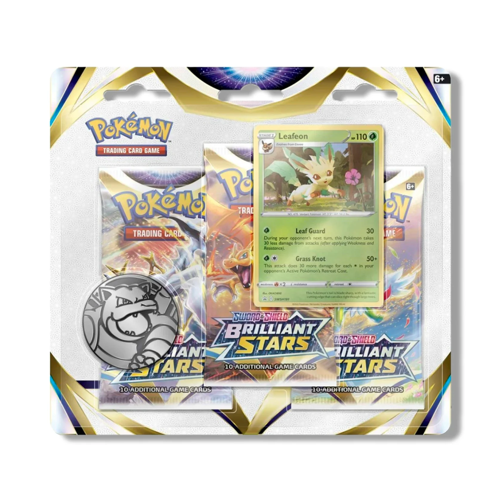 Pokemon TCG: Brilliant Stars 3 Booster Packs - Leafeon Promo